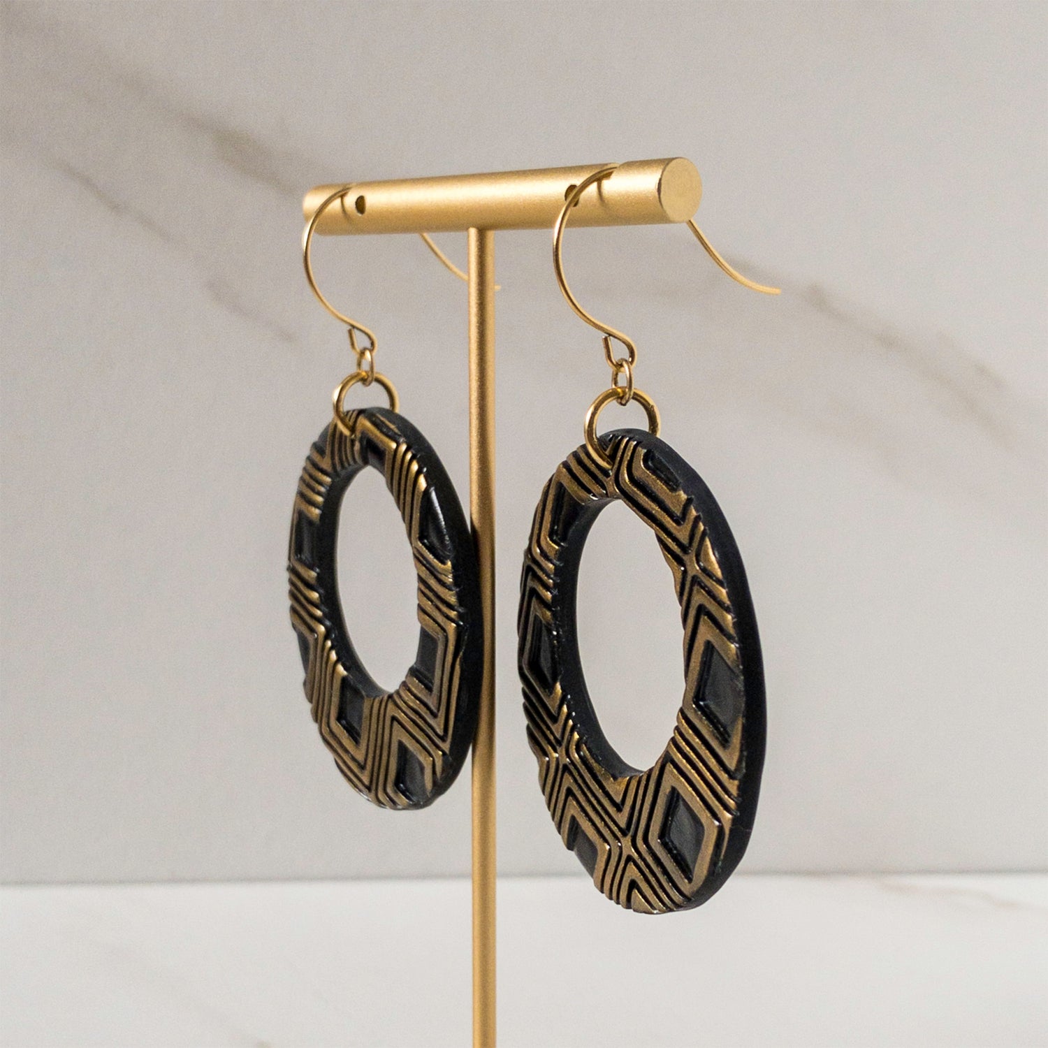 stunning statements lightweight clay textured bold bright colorful summer spring black mystic hoop earrings