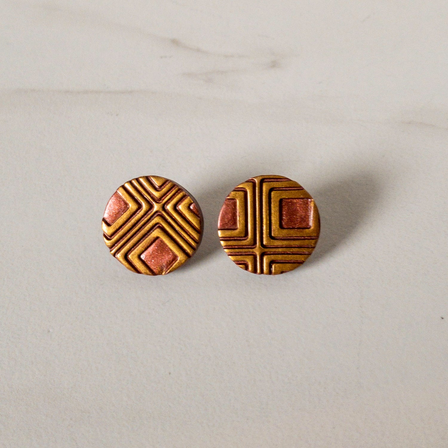 stunning statements textured bright bold colorful bronze cleo stud earrings