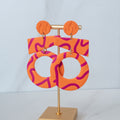 Stunning Statements clay oversized large long big statement bright bold colorful summer spring orange pink Poppy dangle Earrings