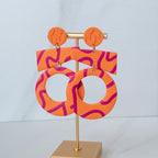 Stunning Statements clay oversized large long big statement bright bold colorful summer spring orange pink Poppy dangle Earrings