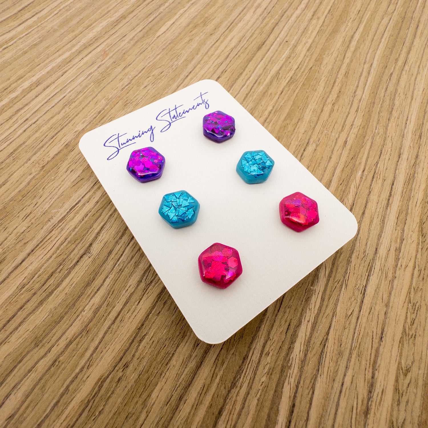 stunning statements girls clay bright lightweight fun cute purple pink blue teddi stud earrings