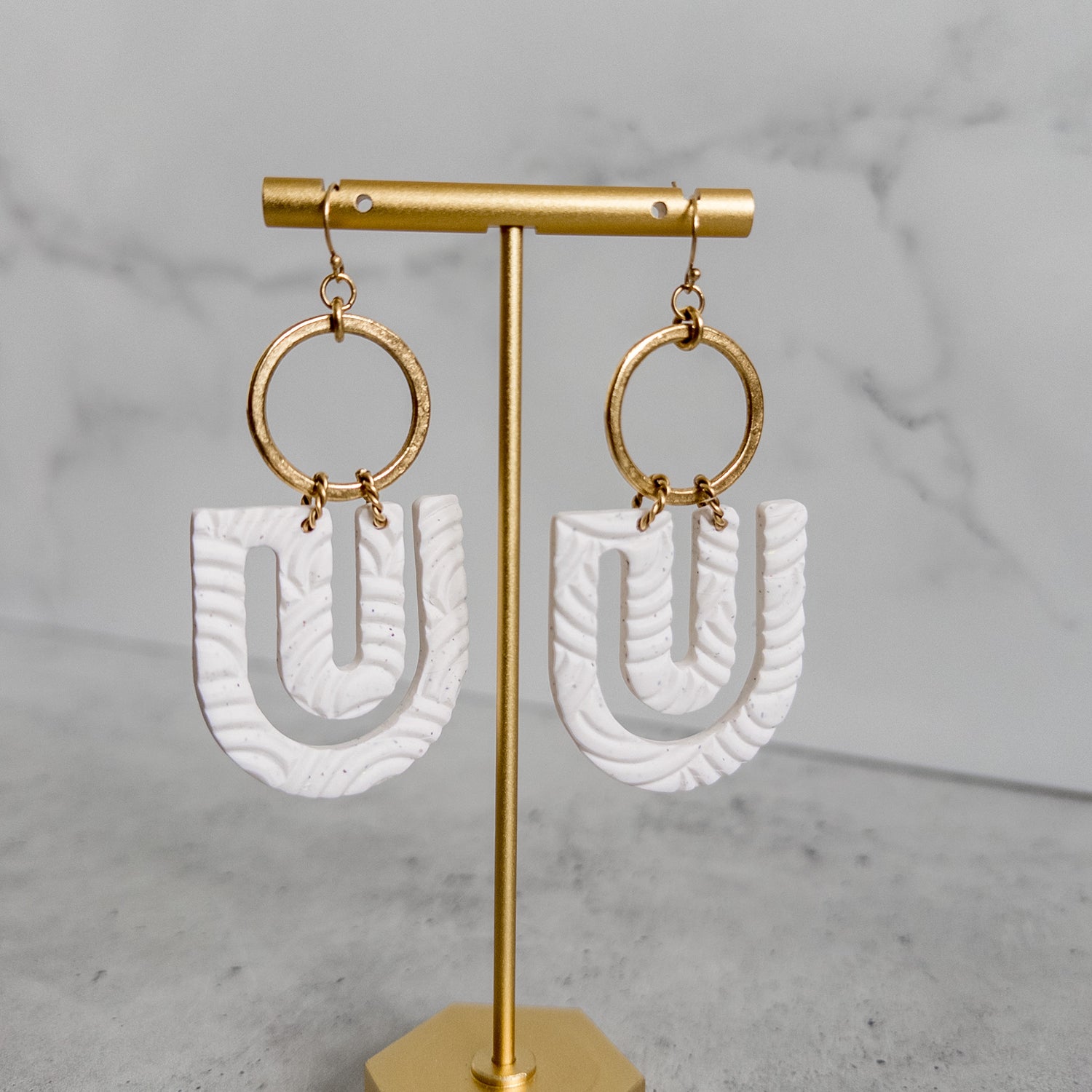 stunning statements textured clay big oversized colorful bold bright white eliana dangle earrings