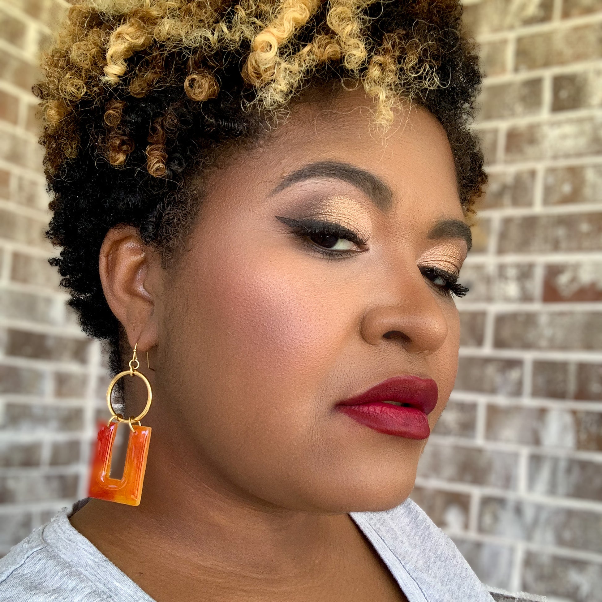 stunning statements colorful bright classy elegant wedding bridal clay gold yellow orange kris dangle earrings